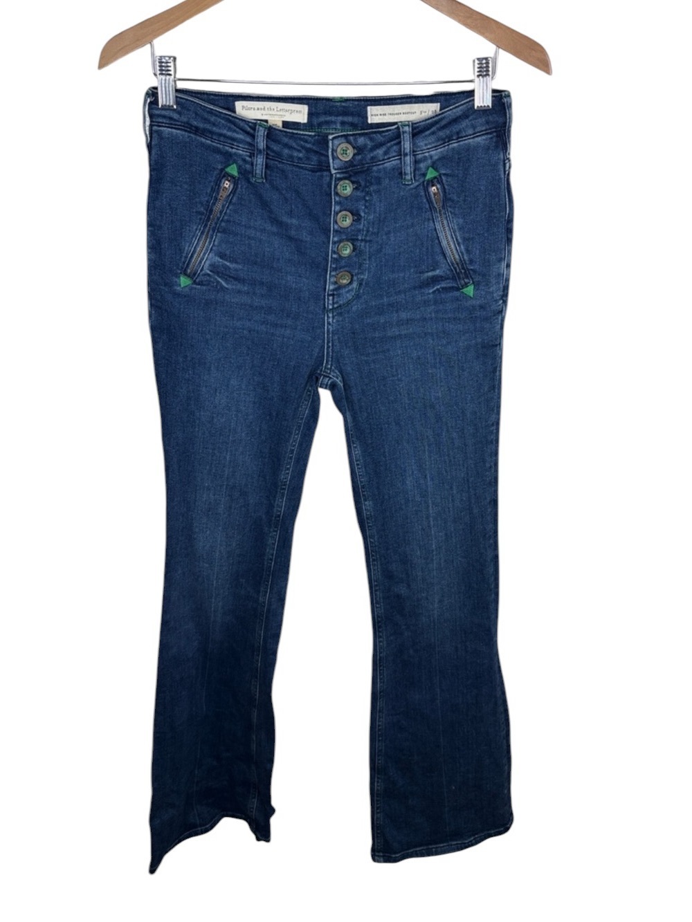 Anthropologie Pilcro High Rise Trouser Bootcut Button Jeans Women Size 28